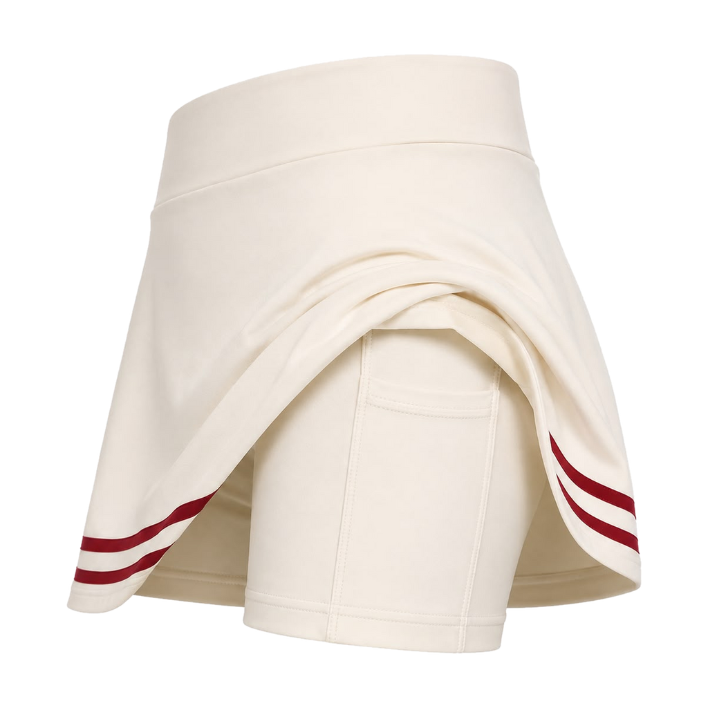 Founders Skort in Cream with Red Outline, pocket detail