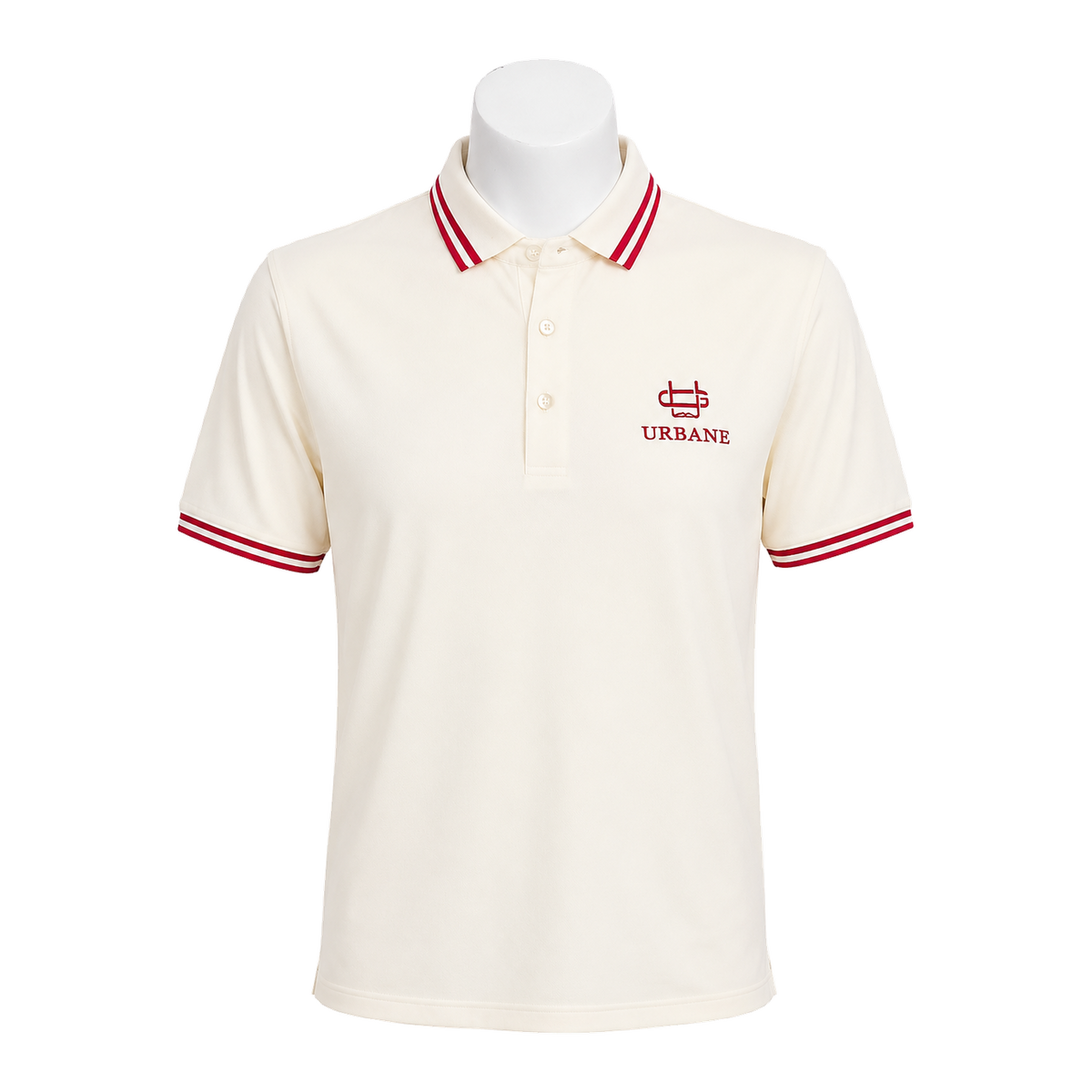 Founders Polo Men's in Cream with red outline