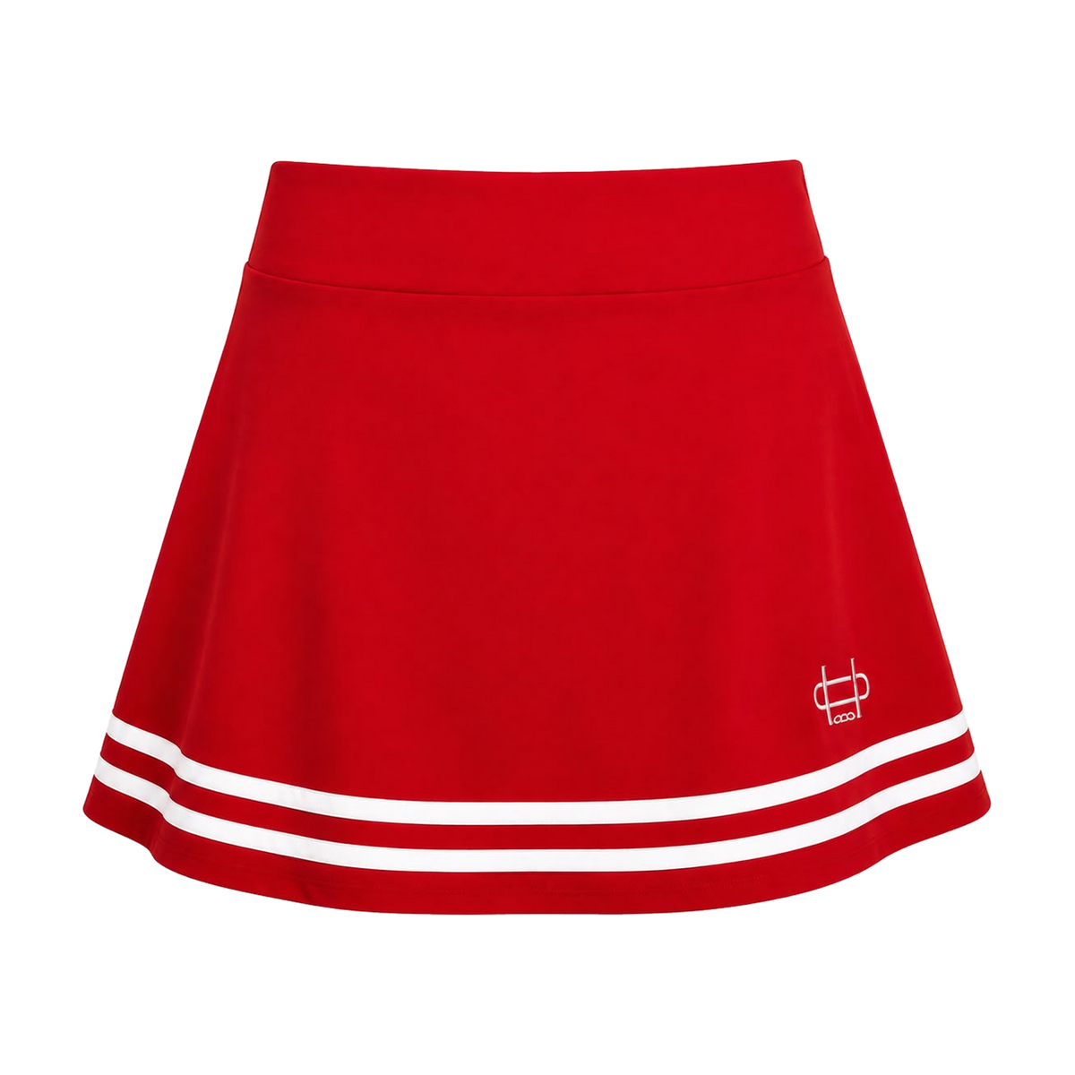Founders Skort in Red with White Outline, front
