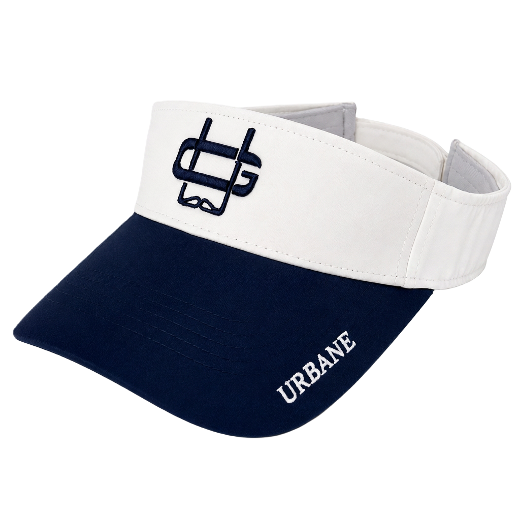Founders Visor White / Navy — angled front