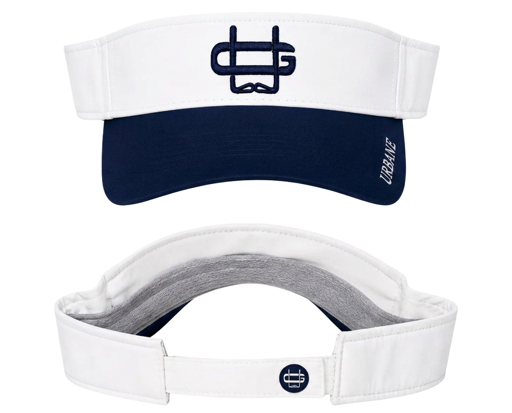 Founders Visor White / Navy — front and interior