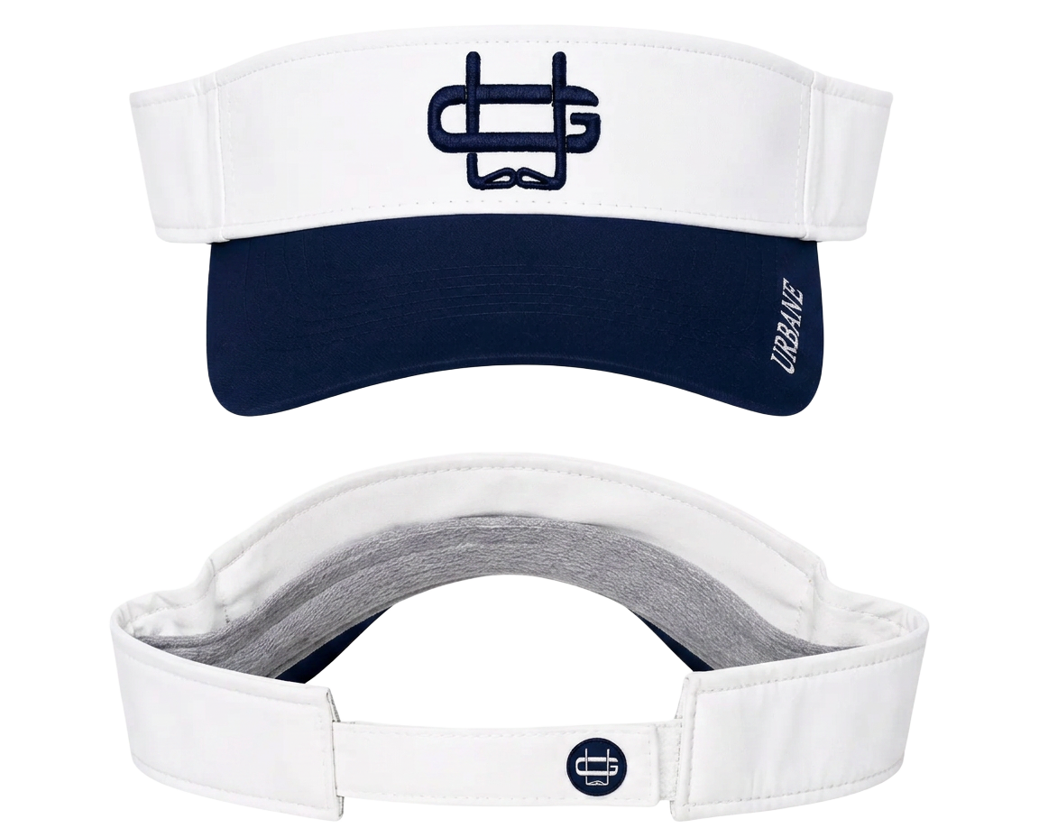 Founders Visor White / Navy — front and interior